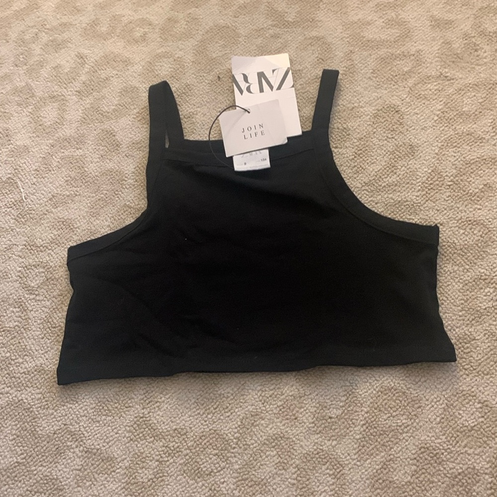 ZARA girls black crop top size girls 9 new with tags